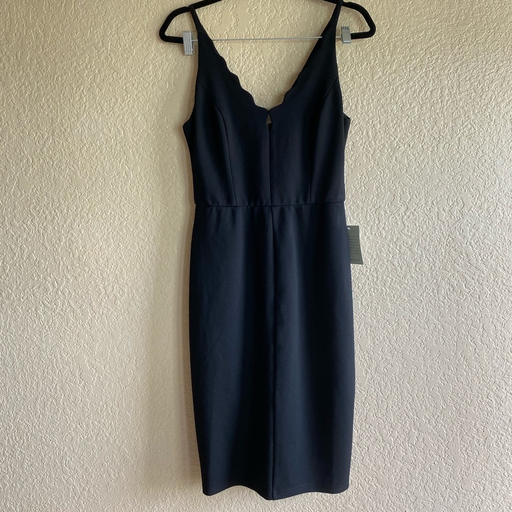 Adelyn Rae Black Midi Sheath Dress